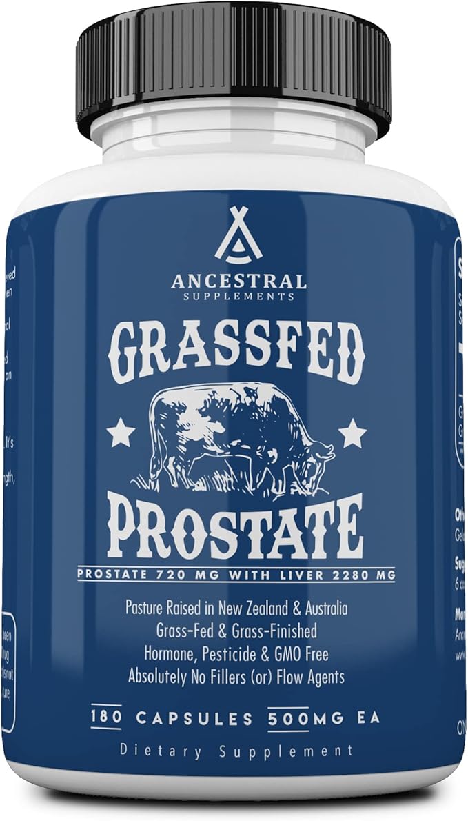 Ancestral Supplements Grass Fed Beef Prostate Supplements for Men with Liver 3000mg Prostate Health Support Promotes Men's Health Non-GMO 180 Capsules