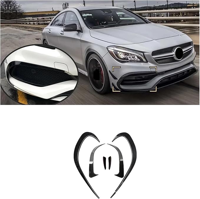 6Pcs Carbon Car Bumper Splitter Spoiler Side Air Vent Canard Trim Kit Compatible for Benz CLA CLA200 220 250 260 2016-2019 binbin06792 store