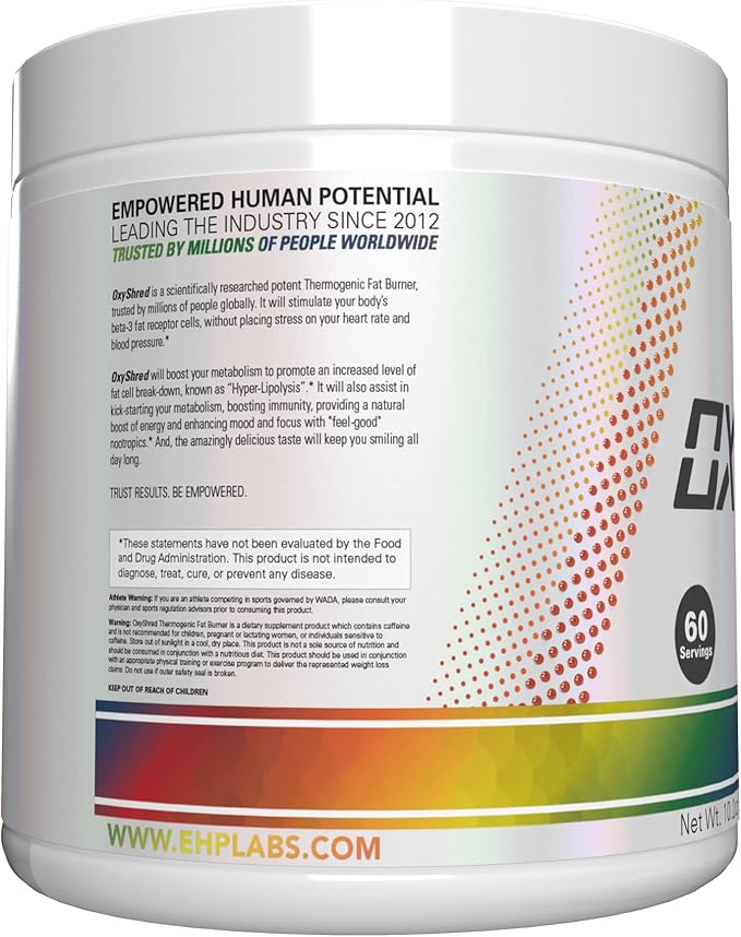 EHP Labs OxyShred Pre Workout Powder - Preworkout Powder with L Glutamine &amp Acetyl L Carnitine Energy Boost Drink - Gummy Snake 60 Servings