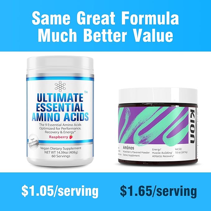 Ultimate 100% Essential Amino Acids Powder [Berry Flavor 60 (5g) servings] All 9 EAAs &amp BCAAs (L-Leucine L-Isoleucine &amp L-Valine) Amino Acids Supplement for Women &amp Men for Energy Muscl