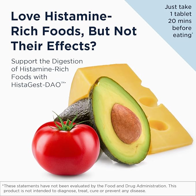 Designs for Health HistaGest-DAO - Diamine Oxidase DAO Enzyme to Support Digestion of Histamine-Containing Foods - 20000 HDU DAO Diamine Oxidase Enzymes (60 Gastro-Resistant Tablets)