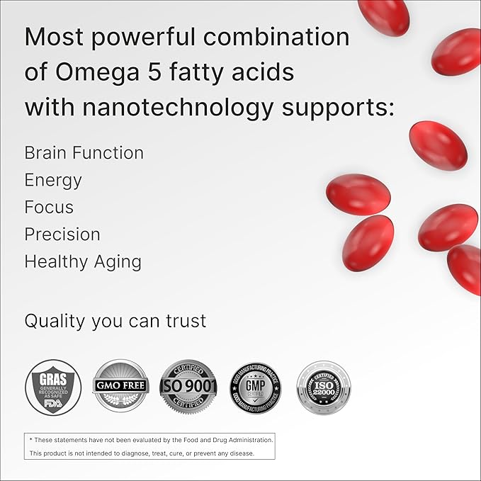 CLINICALLY PROVEN (2-Month Supply) BRAIN SUPPLEMENTS WITH ANTI AGING Memory Pills Omega 5 Pomegranate Supplement 1 bottles 120ct