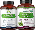Zazzee Herbal Mind &amp Memory Support Bundle | USDA Organic Bacopa 30:1 Extract Plus Alpha GPC Choline Capsules | Non-GMO Vegan &amp ISO Lab Tested