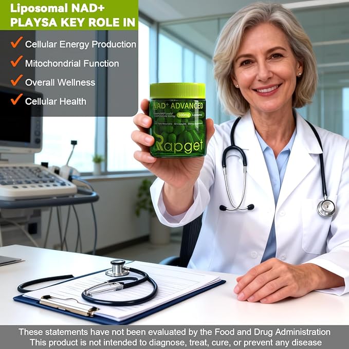 RAPGET Liposomal NAD Supplement + Resveratrol – NMN Supplement Alternative High Purity NAD + Supplement for Energy - Support Cellular Health - 60 Capsules