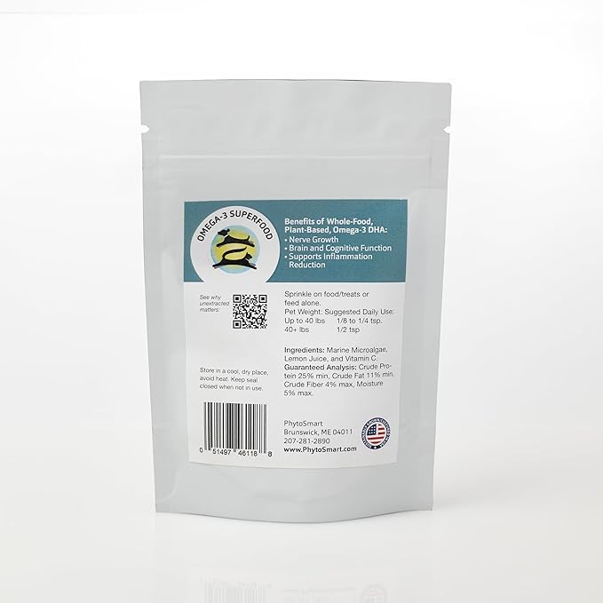 Omega-3 Krumble DHA for Pets in 20 Grams Trial Size. Pure Un-extracted Marine Micro-Algae Providing Pets Total Body Support with Whole Food Essential Fatty Acids.