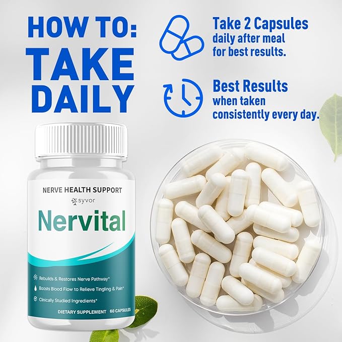 (2 Pack) Nervital Capsules Official Nervital Supplement Pills with All Natural Ingredients Advanced Formula for Optimal Health &amp Nerve Support with Premium Vitamins for Women &amp Men (120 Caps