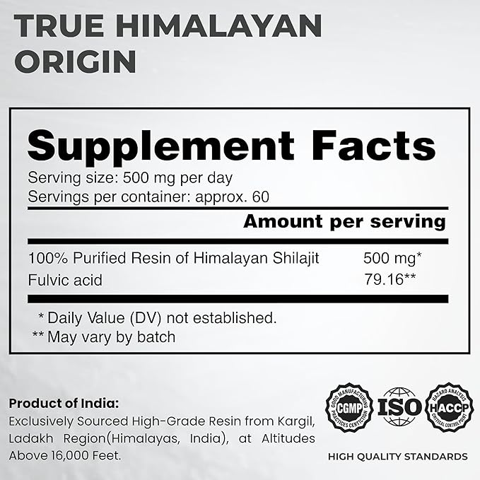 Shilajit Authentic Himalayan Shilajit Resin for Men &amp Women High Fulvic Acid Energy &amp Stamina Immune Support 85+ Trace Minerals Lab Tested Organic Shilajit Resin 100% Natural 30 Grams