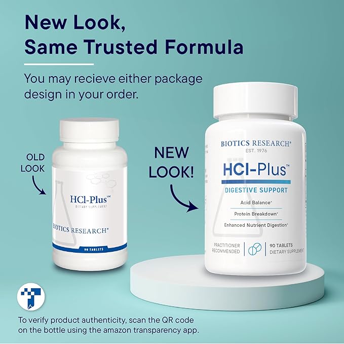 Biotics Research HCl Plus™ Supplies Betaine Hydrochloride Pepsin Glutamic Acid and More Supports Healthy Digestion 90 Tabs