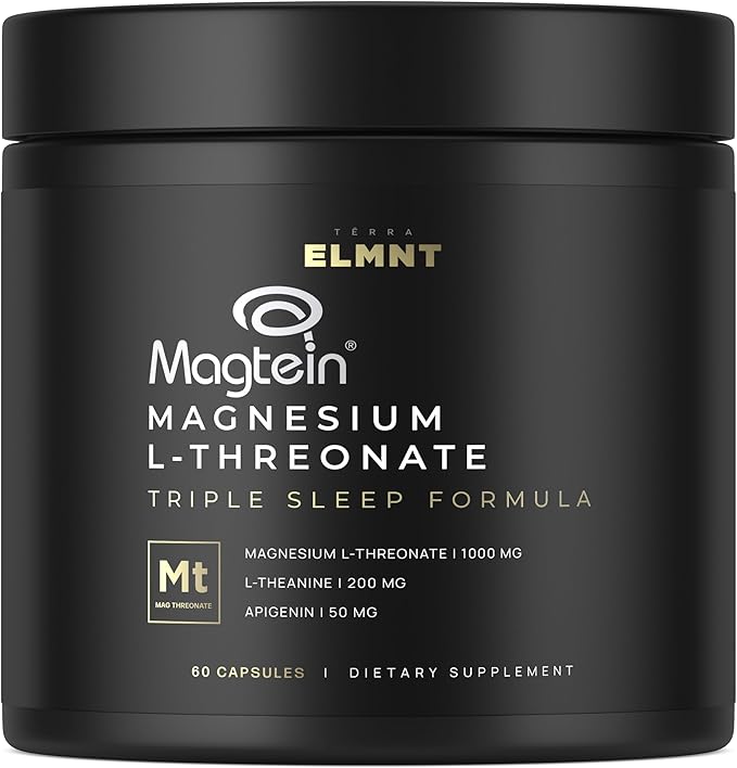 Triple Sleep Magnesium L-Threonate w. Apigenin Theanine &amp Magtein Magnesium L Threonate - High Absorption Magnesium Supplement Capsules for Men and Women Magnesium Powder Pills