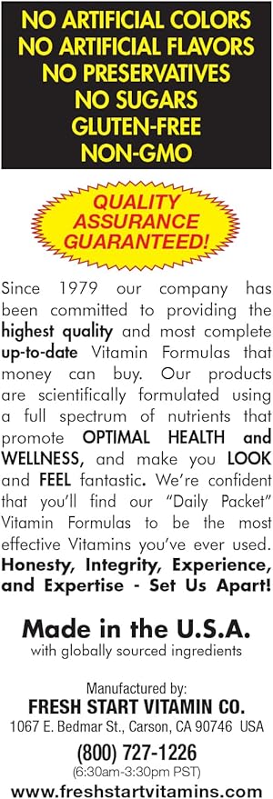 Daily Start All-in-One Daily Vitamin Pack - Energy &amp Focus - Vitamin B12 Panax Ginseng B-Complex Guarana Yerba Mate Ashwagandha &amp Antioxidants - 30 Day Supply