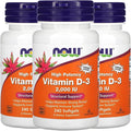 NOW Foods Vitamin D-3 50 mcg (2000 IU) 240 Softgels 3 Pack