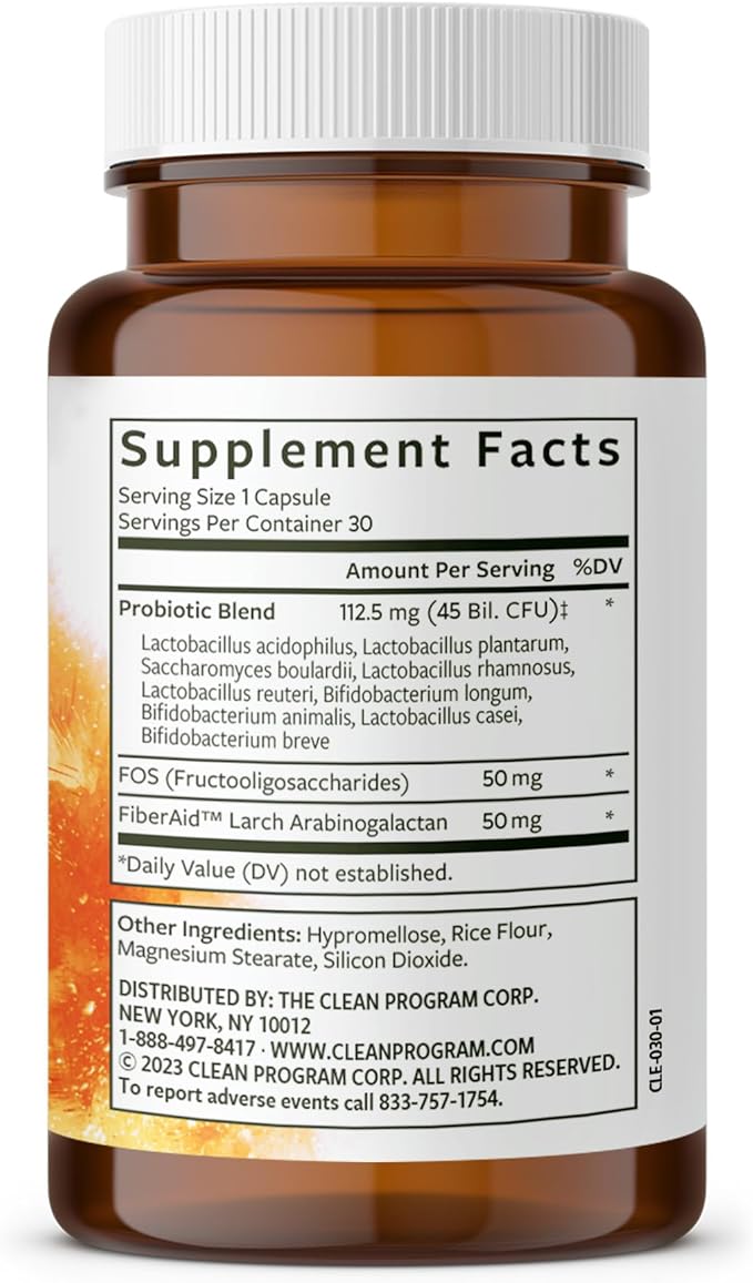 Daily Probiotic | 45 Billion CFU 9 Strains with Saccharomyces Boulardii | Gut Health De-Bloat &amp Immune Support | Digestive Balance &amp Microbiome Diversity | 30 Capsules