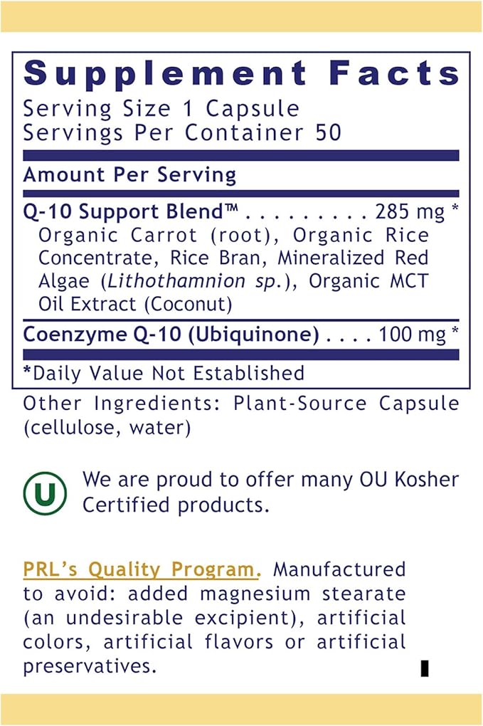 Quantum Nutrition Labs CoQ-10 Qultured - Coenzyme Q10 Co Q 10 Supplement 100mg Capsules for Heart Health Nerve and Immune Support Ubiquinol Co Enzyme Q-10 with Red Algae - 50 Vegetarian Capsules