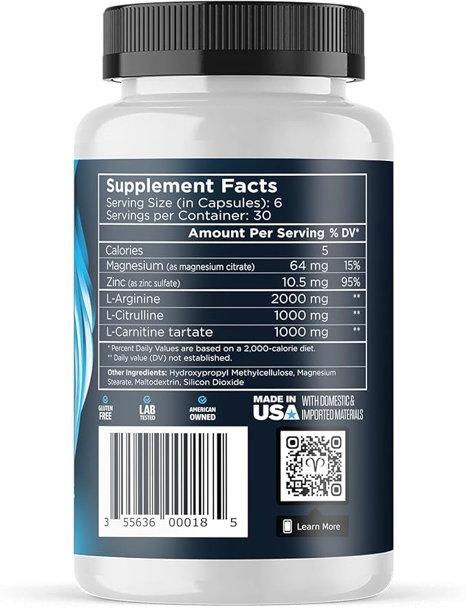 Promescent VitaFLUX Nitric Oxide Supplement L Arginine l Quality Citrulline Supplements for Men + Testosterone Booster for Men Supplement w/Tongkat Ali (LongJack) KSM-66 Ashwagandha