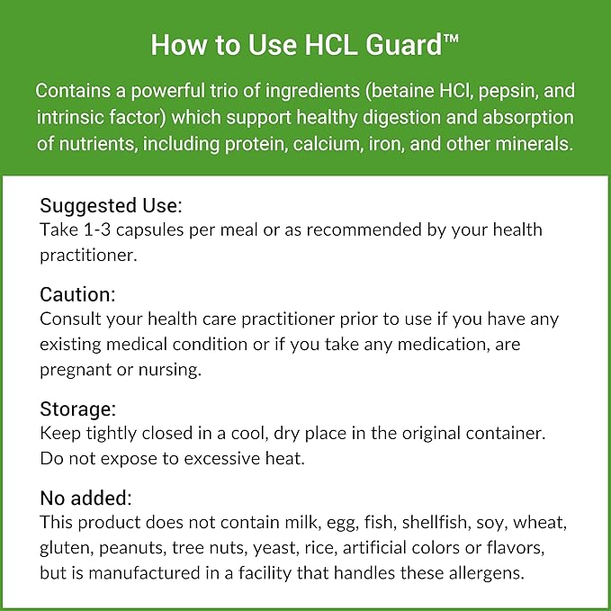 Healthy Gut HCL Guard | Betaine HCl with Pepsin | Betaine Hydrochloride Digestive Supplement w/Organic Ginger Root &amp DGL | 60 Servings