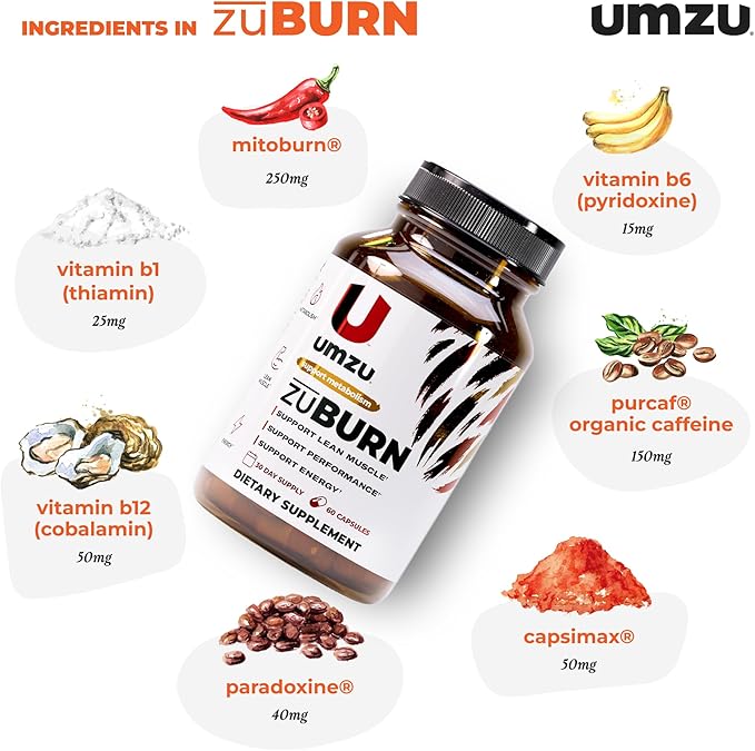 UMZU ZuBurn Energy Support Supplement (30 Day Supply) – Caffeine Mitoburn Capsimax Grains Of Paradise B6 &amp B12 – Energy Supplements For Daily Energy Focus &amp Active Lifestyle Support General