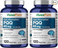 NusaPure PQQ Supplement 40 mg 120 Veggie Capsules Non-GMO Pyrroloquinoline Quinone Disodium Salt Bioperine (Pack of 2)