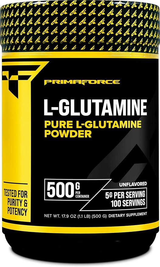 Primaforce L-Glutamine Powder 500 Grams (1.1 LBS) Unflavored - Pure L-Glutamine Powder 5g per Serving GMO-Free Gluten-Free 100 Servings