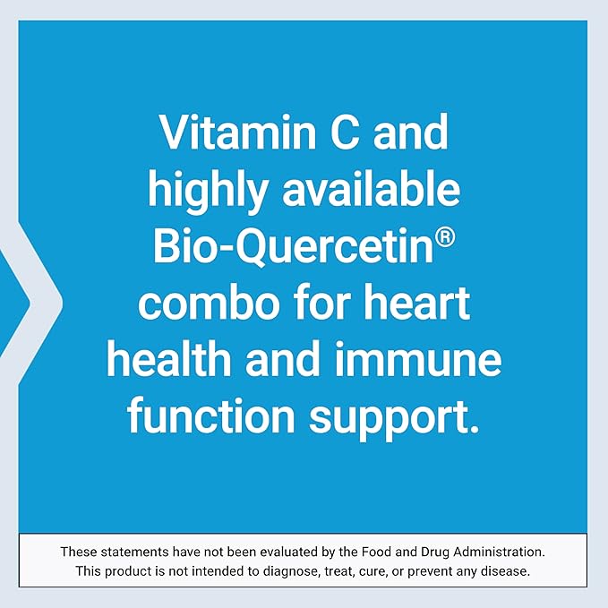 Life Extension Vitamin C and Bio-Quercetin® Cardiovascular Health Supplement Immune Support Highly absorbable quercetin Vitamin C Gluten Free Non-GMO Vegetarian 60 Tablets