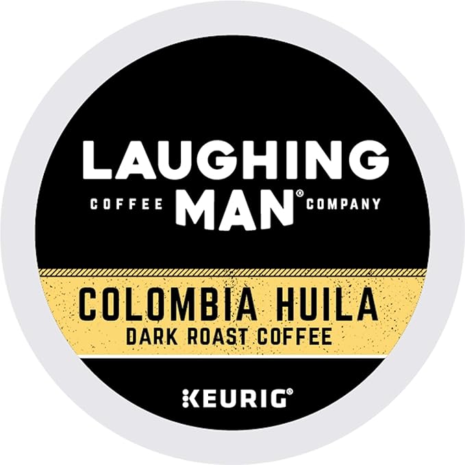 Laughing Man Colombia Huila Coffee Keurig Single Serve K-Cup Pods Dark Roast 88 Count (4 Packs of 22)