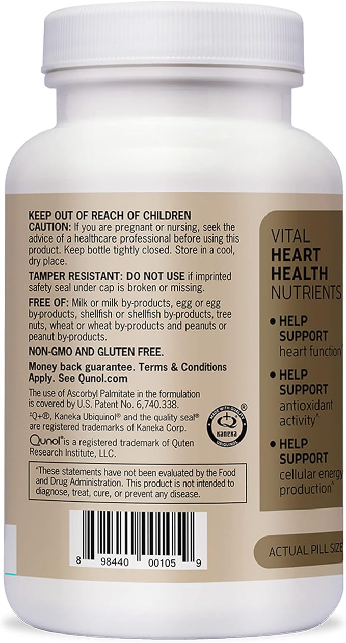 Qunol Plus Ubiquinol Coq10 200mg with Omega 3 250mg Extra Strength Antioxidant (Bovine Version) 90 Count