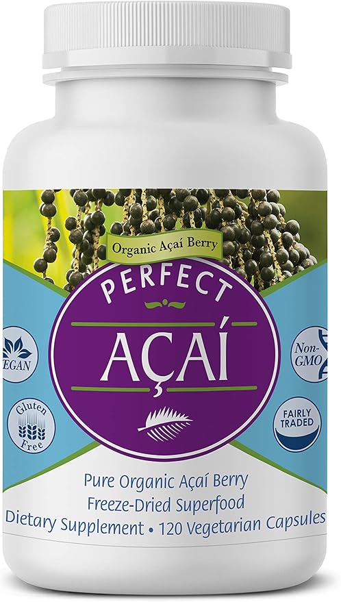 Perfect Supplements – Organically Grown Perfect Acai - Freeze-Dried Acai Supplement– 120 Vegetable Capsules