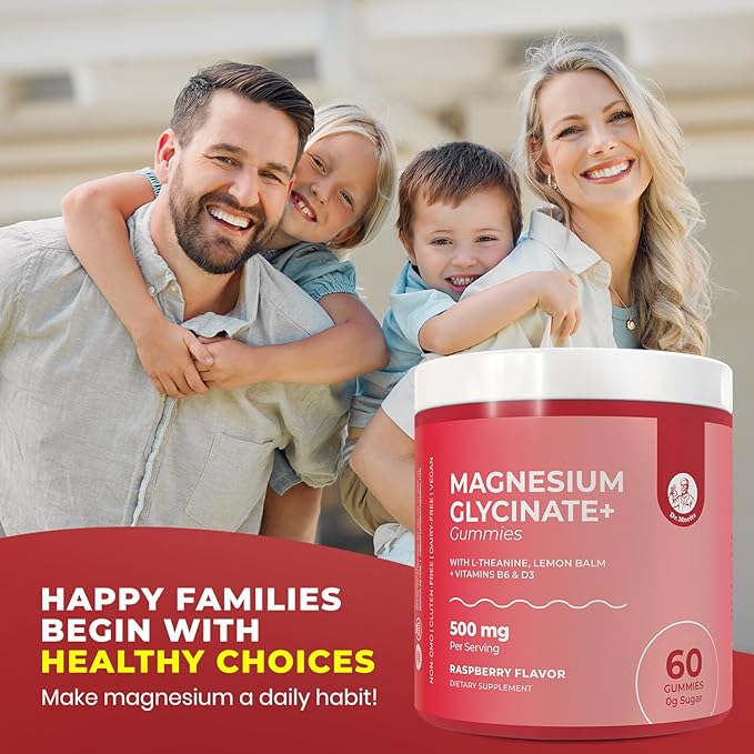 Award Winning Magnesium Glycinate Gummies for Adults &amp Kids - with L-Theanine &amp Lemon Balm - Magnesium Gummies for Women &amp Men for Relaxation Support - No Sugar Added Non-GMO (120 Count)