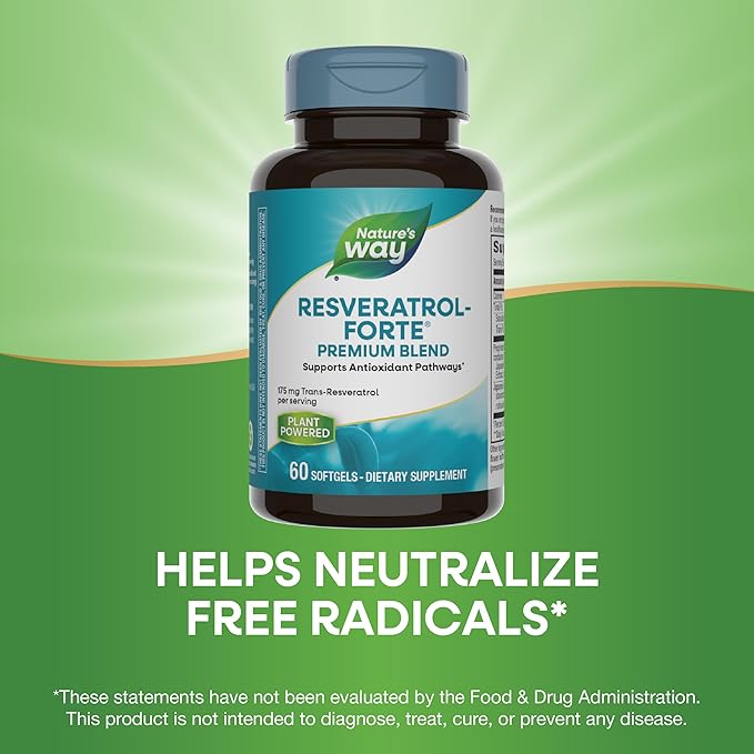 Nature's Way Resveratrol-Forte Protects from Free Radicals* 60 Softgels