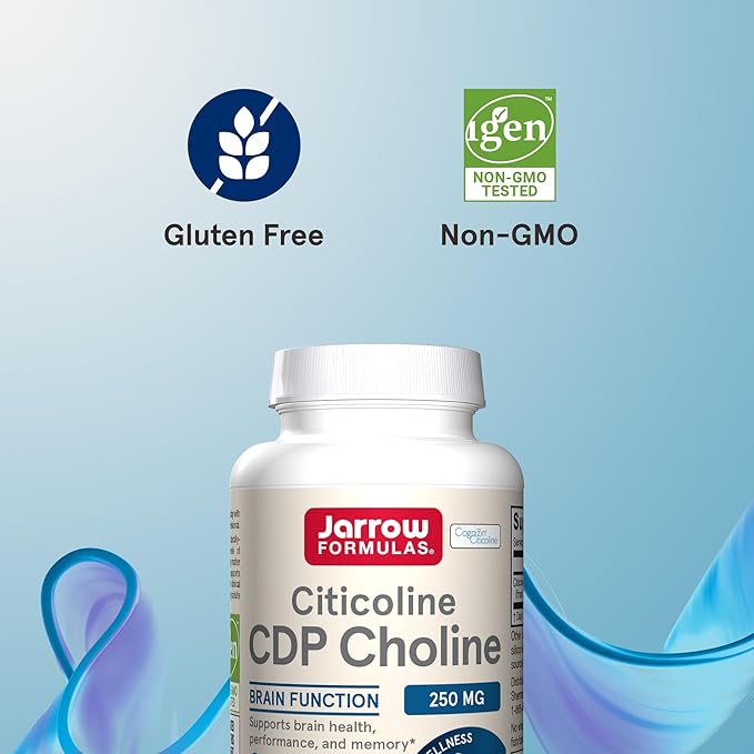 Jarrow Formulas Citicoline CDP Choline 250 MG CDP Choline Supplement Supports Brain Health Performance and Memory 60 Capsules Up to a 60 Day Supply (Pack of 12)