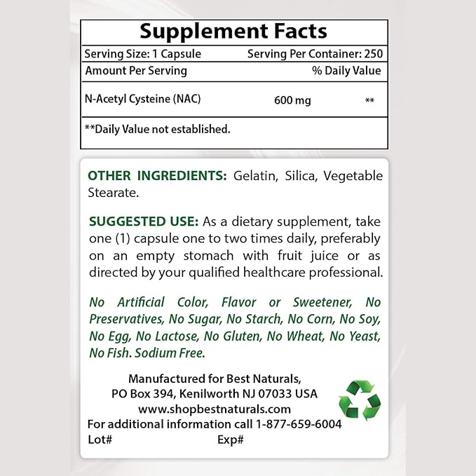 Best Naturals NAC 600 mg &amp Quercetin with Bromelain