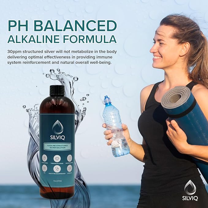 Structured Silver Water 30PPM - ph Balanced Alkaline Structure Silver Liquid Solution Mineral Supplement for Natural Immune Support - Enhanced Wellness &amp Gut Health - 16 Oz (437ml)