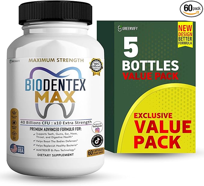 BioDentex Max Maximum Strength Probiotic Supplement 40 Billion CFU 60 Capsules with MAKTREK Bi-Pass Technology for Digestive Health Support (5)