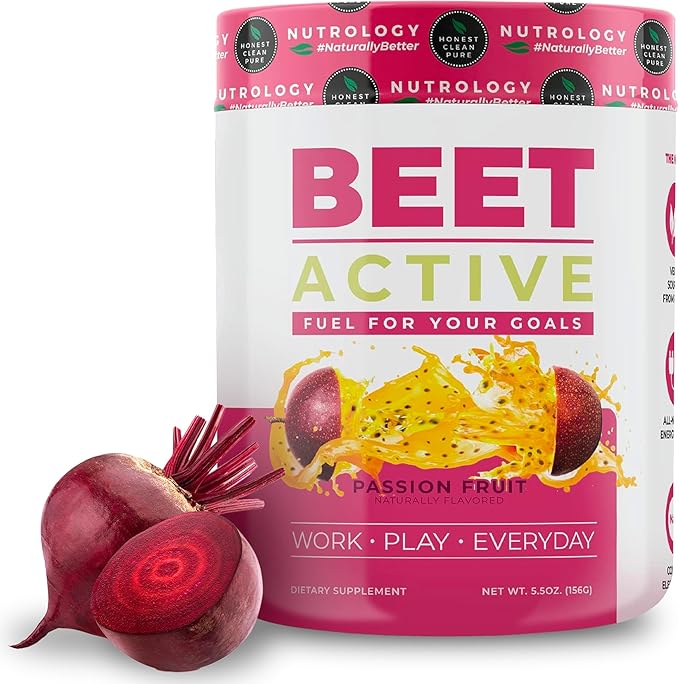 Nutrology BCAA Natural Plant Based BCAA Powder Lemonade Flavor (30 Servings) Beet Active Natural Pre-Workout Powder Passion Fruit Flavor (30 Servings)