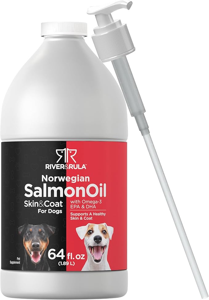 Horbaach Norwegian Salmon Oil for Dogs (64oz) | Supports Healthy Skin and Coat | with Omega 3 EPA &amp DHA | Liquid Pet Supplement | Non-GMO Gluten Free