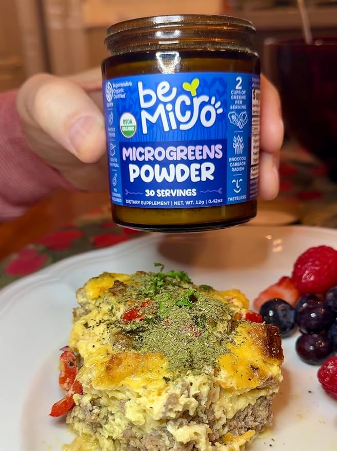Whole Food Microgreens Powder - US Grown Small Batch Nutritional Booster - Broccoli Cabbage and Radish Microgreens Powder Blend - Cellular Health - 30 Servings / 12g