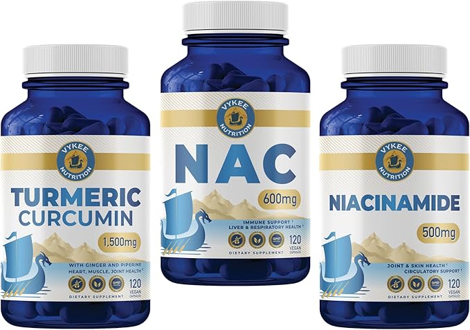 Vykee Nutrition Inflammation &amp Recovery Bundle – Turmeric NAC &amp Niacinamide | Supports Joint Health Detox &amp Cellular Support | Daily Wellness &amp Longevity