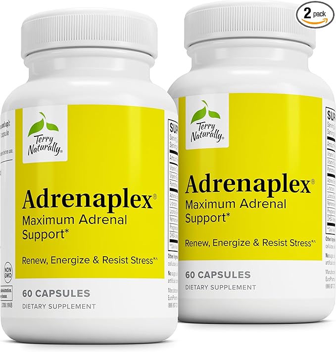 Terry Naturally Adrenaplex - Adrenal Gland Function Supplement - Glandular Support with Vitamins C &amp B6 - Supports Healthy Adrenal Function - Keep Out of Reach of Children - 60 Capsules (Pack of 2