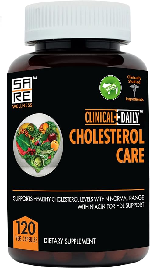 Clinical Daily Cholesterol Care Supplement. Vegan Cholesterol and Triglyceride Supplements. Plant Sterols Supplements Cholesterol Support with Guggul Garlic Niacin. 120 Capsules