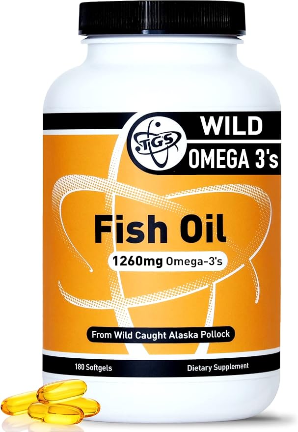 TGS Extra Strength Omega 3 Fish Oil Supplement - 1260mg EPA DHA for Men &amp Women - Burpless Pure Omega 3 Fatty Acids from Wild Alaska Pollock in Triglyceride Form - 180 Capsules 90 Servings