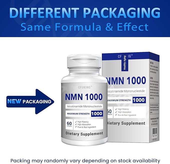 NMN 1000mg Per Serving Maximum Strength - 99% Pure NMN (Nicotinamide Mononucleotide) for NAD Cell Immune Energy Anti-Aging &amp Longevity Stabilized NMN Supplements 1000mg - 120 Veggie Capsules