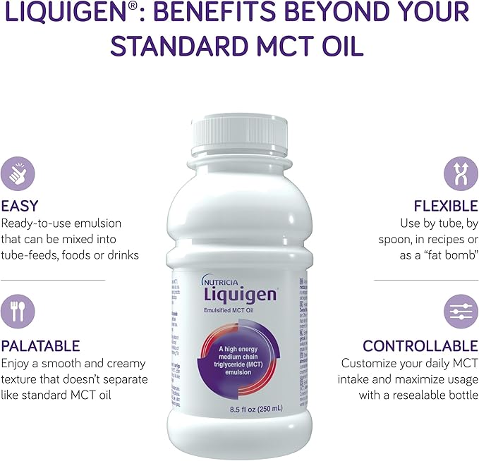 Liquigen - Emulsified MCT Oil - 8.5 Fl Oz Bottle (Case of 4)
