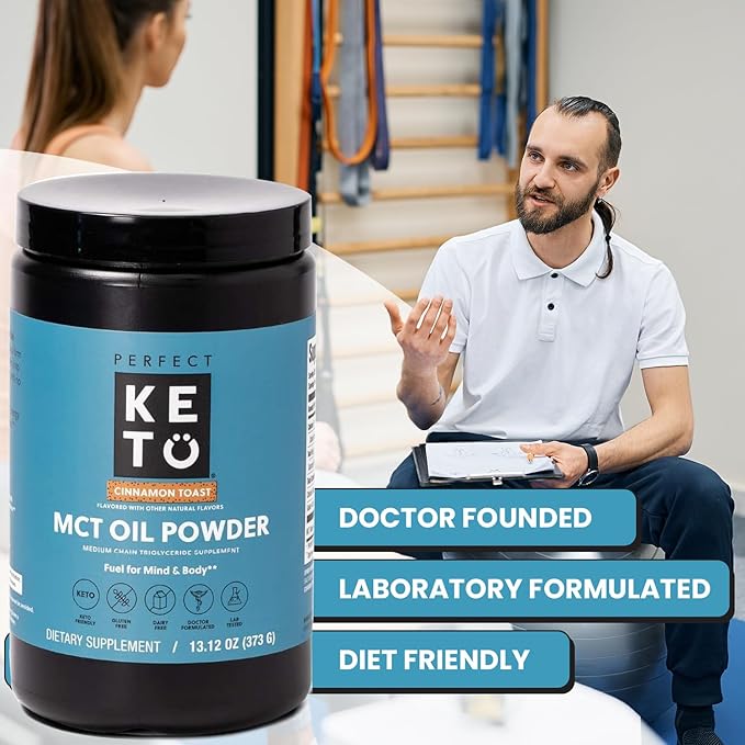 Perfect Keto 7g MCT Oil Powder Medium Chain Triglycerides Supplement Non Dairy Coffee Creamer for Keto Diet Ketogenic MCT Oil Mix for Coffee Smoothie Protein Shakes and Tea Vanilla 30 Servings
