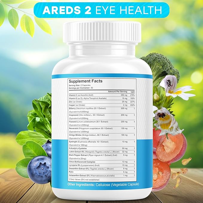 JB Wellness AREDS 2 Eye Vitamin &amp Mineral Supplement Contains Lutein Vitamin C Zeaxanthin Zinc &amp Vitamin Enhance Vision Supplement - 120 Count