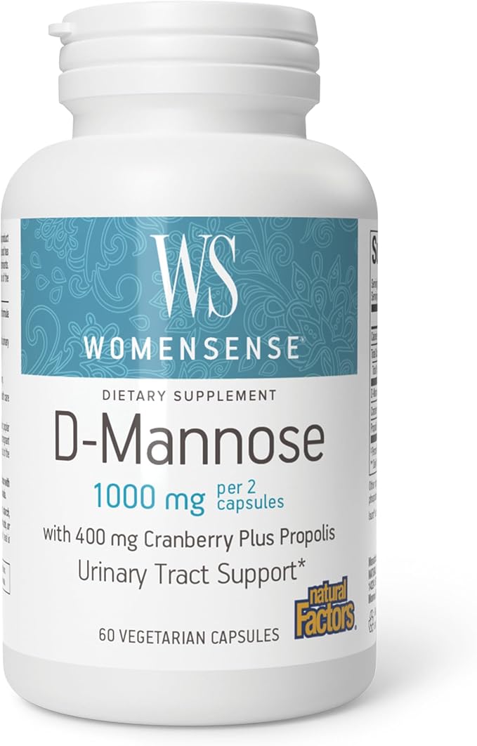 Natural Factors D-MANNOSE &amp Cranberry Plus Propolis 60 Vegetarian Capsules