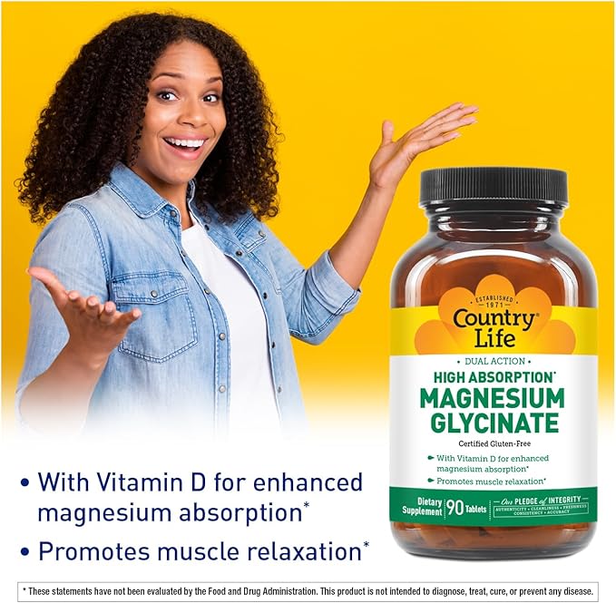 Country Life High Absorption Dual Action Magnesium Glycinate 90 Tablets