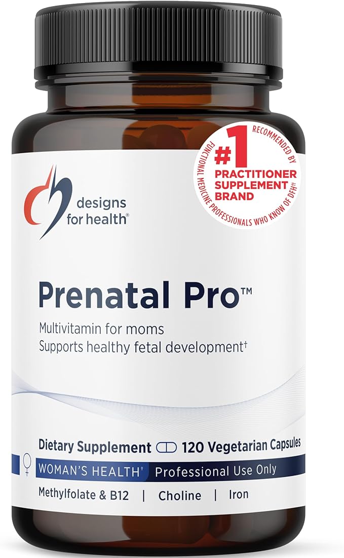 Designs for Health Prenatal Pro Methylated Multivitamin for Women - Prenatal Vitamins with Iron A D E + Vitamin K with Methylated Folate Calcium Magnesium Zinc for Nursing + Postpartum (120 Caps)
