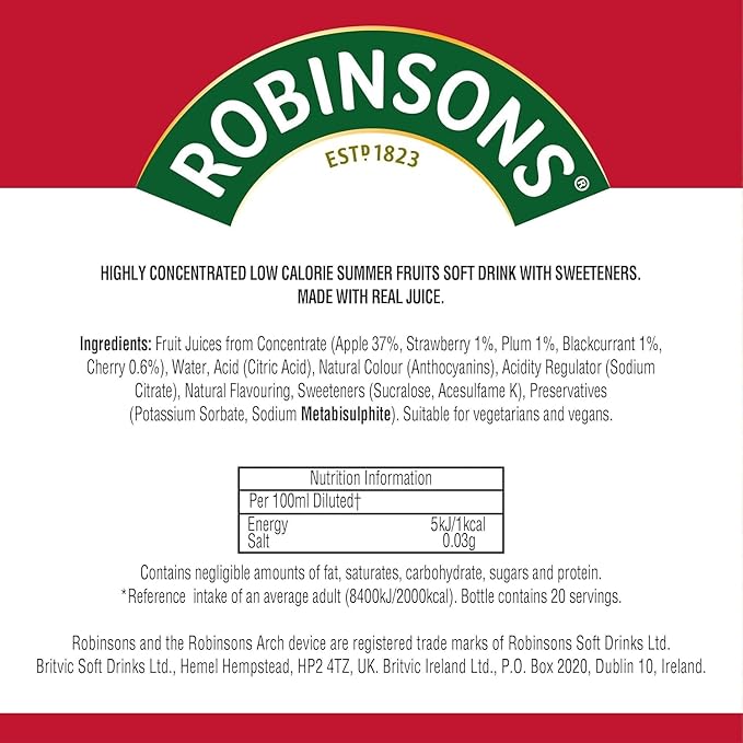 Robinsons Mini Summer Fruits On-The-Go Squash 66ml (Pack of 6)