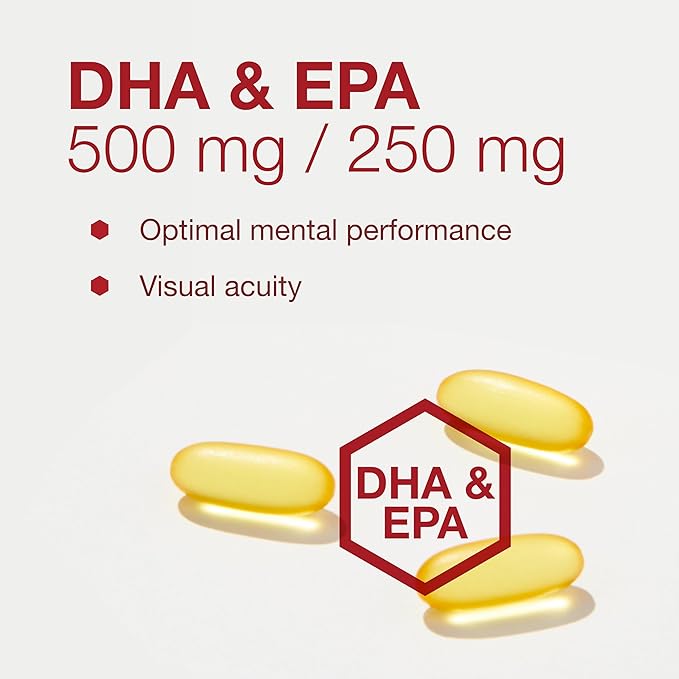 PROTOCOL FOR LIFE BALANCE DHA-500 - DHA 500mg &amp EPA 250mg - Fish Oil Supplement - Brain Health &amp Support - Easy Digestion - Non-GMO &amp Halal - 120 Softgels