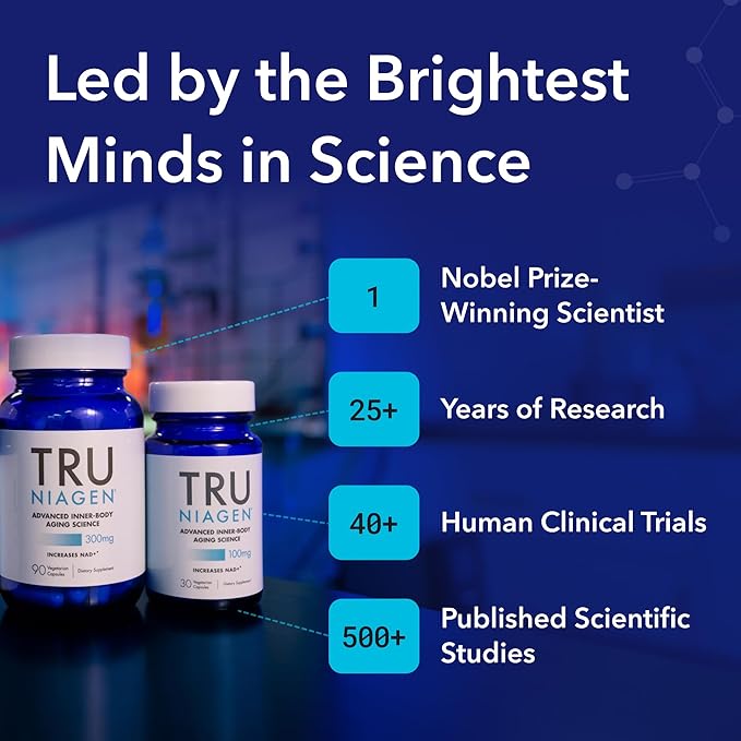 TRU NIAGEN Patented NAD Supplement for Brain Function Anti Aging &amp Cell Regeneration 300mg Niagen 90 Servings | Supports Cellular Energy Muscle | Nicotinamide Riboside (NR) Take 1 Daily | 1 Bo
