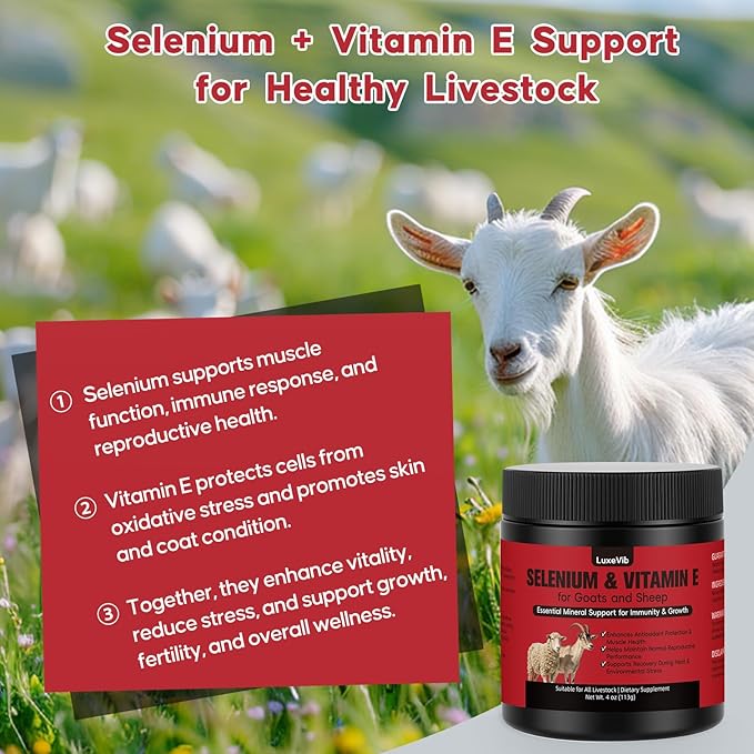 E and S Livestock Vitality Formula | Selenium for Goats Sheep &amp All Livestock | Nutrient Support Powder for Energy Balance and Mobility | Feed Mix Additive for Healthy Growth 4 oz(113 g)